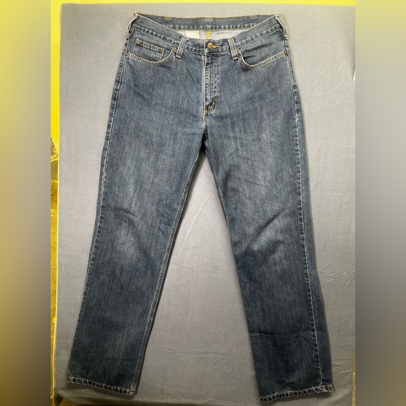 Carhartt Relaxed Fit Jeans Mens 34/34 Blue Denim Thick Work Western ranch 1345 - Picture 1 of 9
